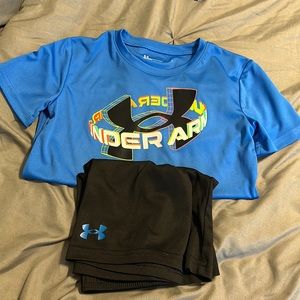 Under Armour boy size 7 short sleeve shirt and short set.